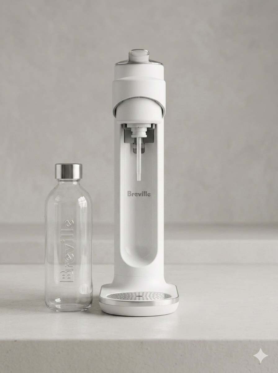 Countertop drink carbonator with glass bottle