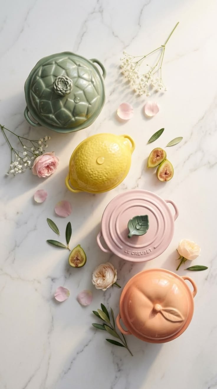 Le Creuset fruit-shaped ceramic cocotte dutch ovens